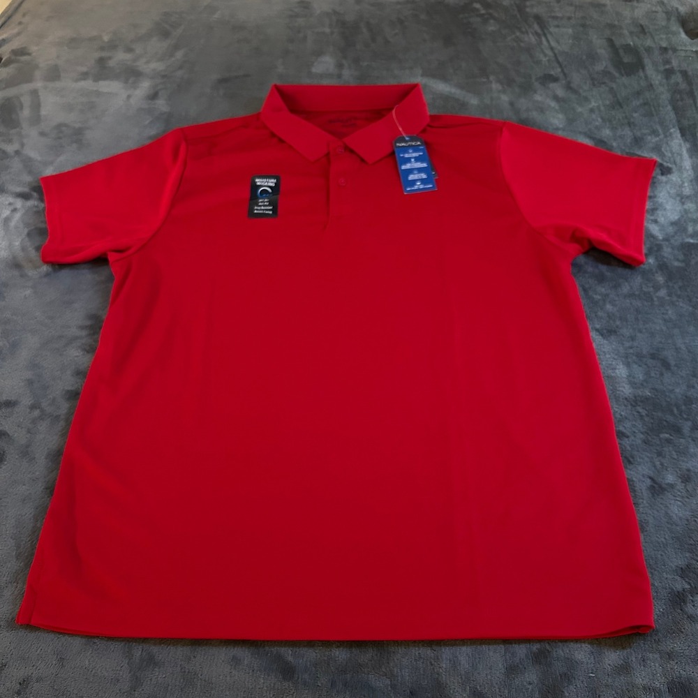 Nautica Performance Polo Shirt 50+ UPF UV Protection Red Boys Extra Large NWT